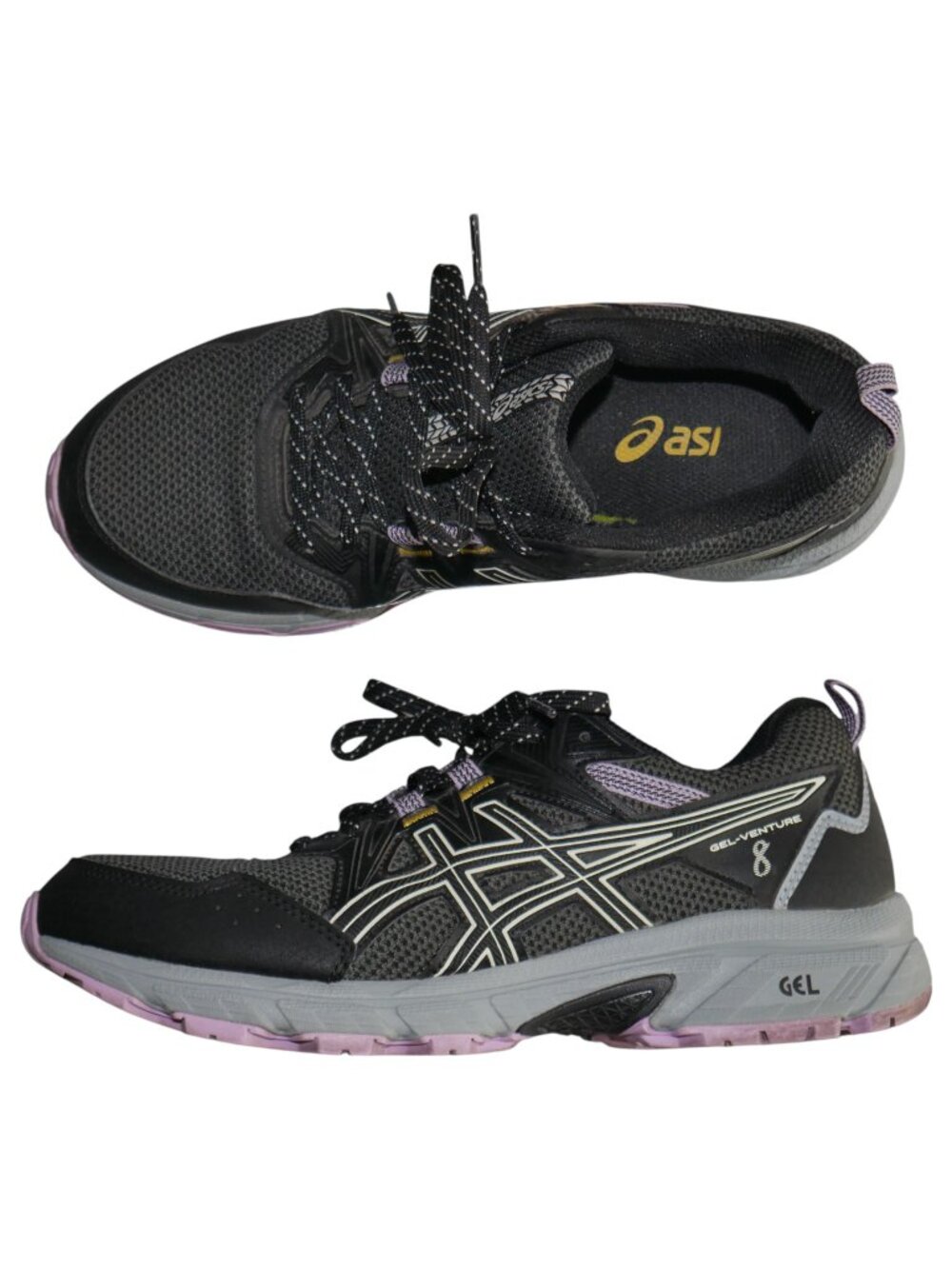 ASICS Women's Gel-Venture 8 Trail Running Shoes Size 8.5 Black/Purple Hiking